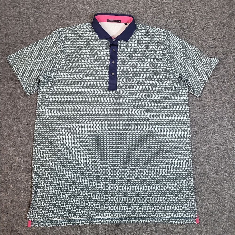 Greyson Wolf Tails Mens Golf Shirt XL Green Pattern Print Logo Club Embroidered